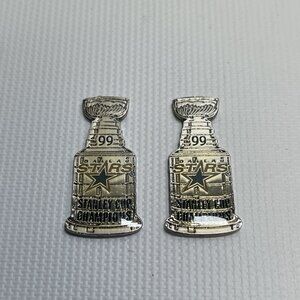 Lot x2 Dallas Stars 99 Stanley Cup  NHL  Logo Lapel Pin Sticky Back New